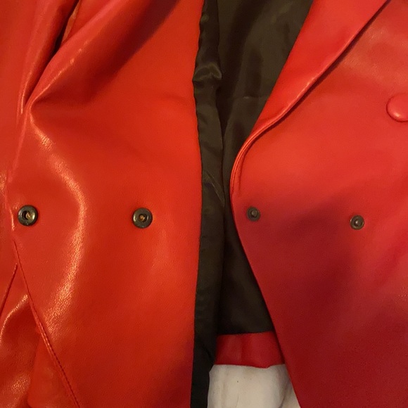 AVEC LES FILLES RED FAUX LEATHER BLAZER - Picture 3 of 3